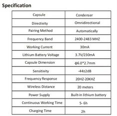 Acemic waterproff wireless headset data - HS-1