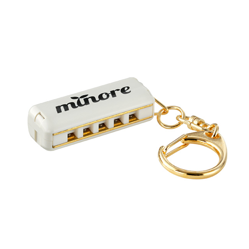 Suzuki harmonica Minore, 5 hole, white w/ keychain